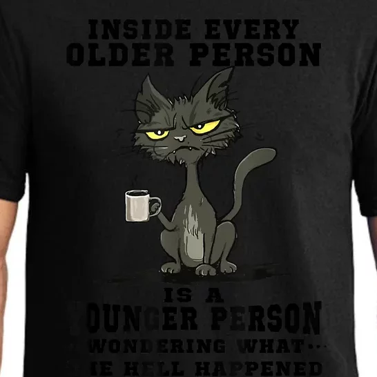 Inside Every Older Person Is A Younger Person Cat Coffee Pajama Set