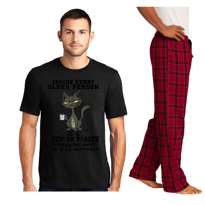 Inside Every Older Person Is A Younger Person Cat Coffee Pajama Set