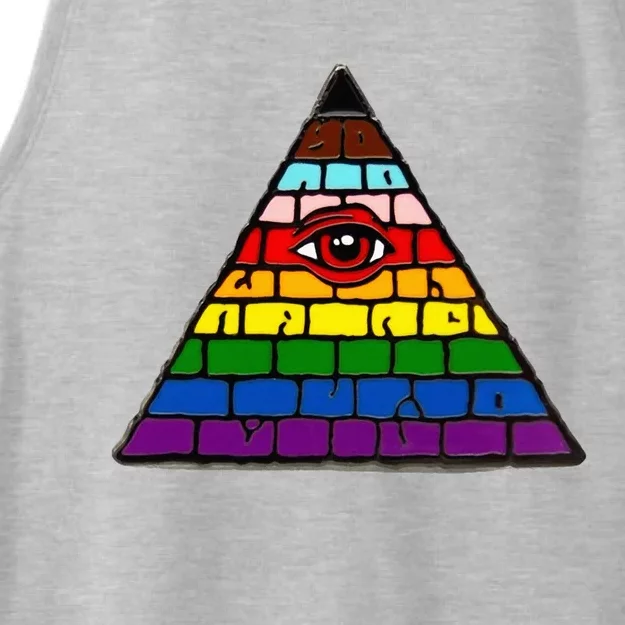 Illuminati Eye Providence Rainbow Ladies Tri-Blend Wicking Tank