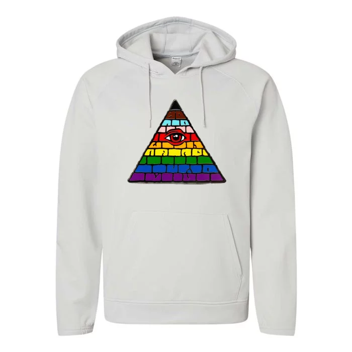 Illuminati Eye Providence Rainbow Performance Fleece Hoodie