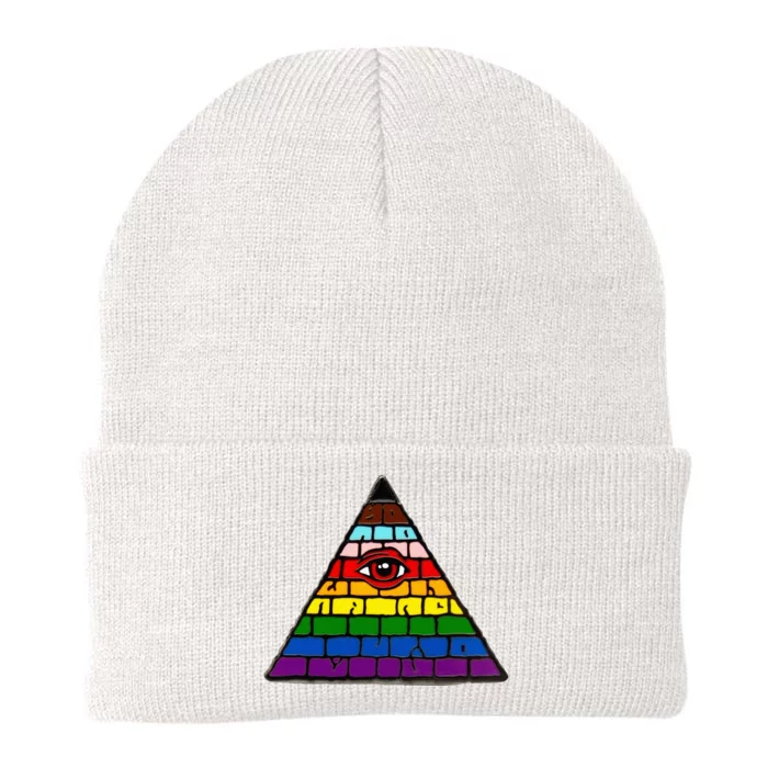 Illuminati Eye Providence Rainbow Knit Cap Winter Beanie