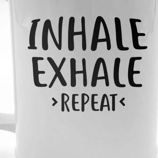 Inhale Exhale Repeat Design Yoga Meditation Gift Front & Back Beer Stein