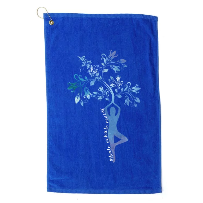 Inhale Exhale Repeat Yoga Saying Dala Namaste Cute Gift Cute Gift Platinum Collection Golf Towel