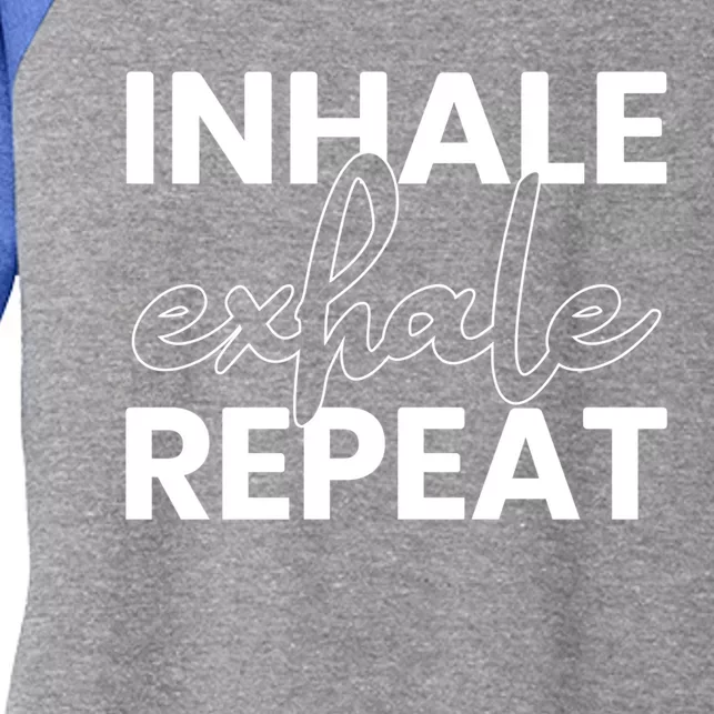 Inhale Exhale Repeat Yoga Spiritual Meditation Savasana Great Gift Women's Tri-Blend 3/4-Sleeve Raglan Shirt