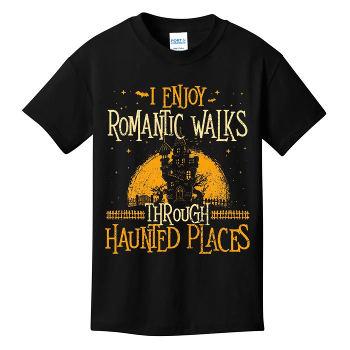 I Enjoy Romantic Walks Through Haunted Places Ghost Hunter Kids T-Shirt