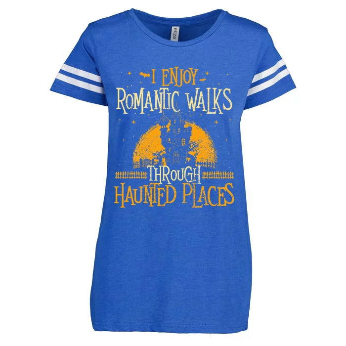 I Enjoy Romantic Walks Through Haunted Places Ghost Hunter Enza Ladies Jersey Football T-Shirt