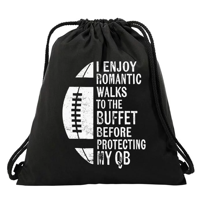 I Enjoy Romantic Walks Protecting My Qb Offensive Lineman Drawstring Bag