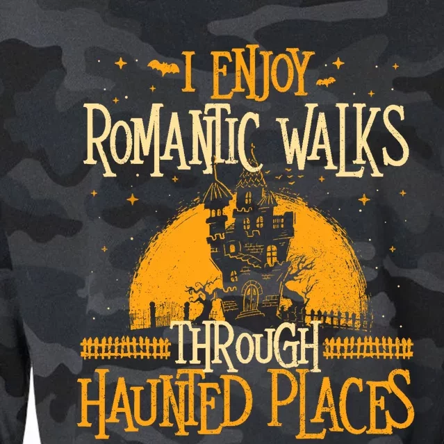 I Enjoy Romantic Walks Through Haunted Places Ghost Hunter Cropped Pullover Crew