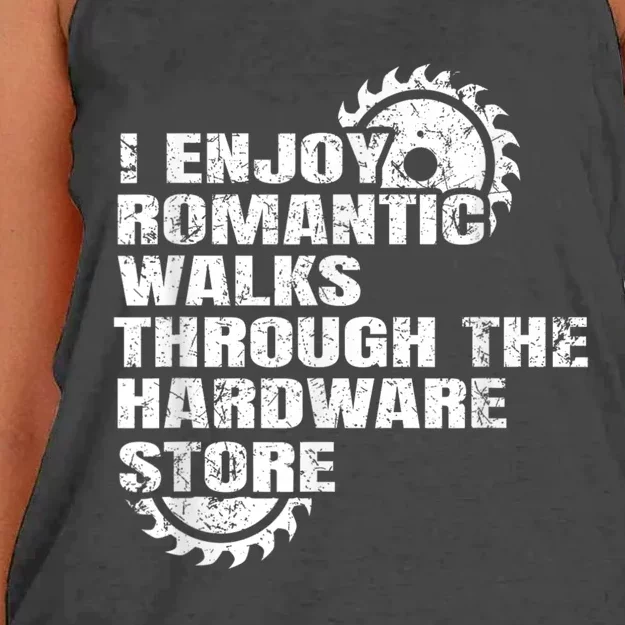 I Enjoy Romantic Walks Through The Hardware Store Women's Knotted Racerback Tank