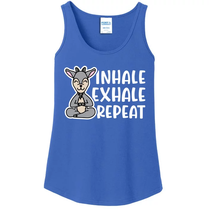 Inhale Exhale Repeat Goat Yoga Meditation Fitness Cute Funny Gift Ladies Essential Tank