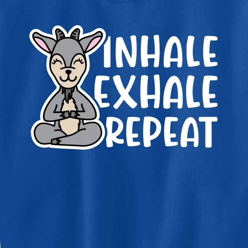 Inhale Exhale Repeat Goat Yoga Meditation Fitness Cute Funny Gift Kids Sweatshirt