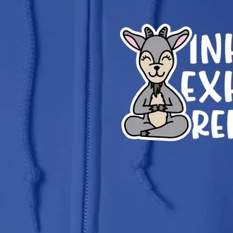 Inhale Exhale Repeat Goat Yoga Meditation Fitness Cute Funny Gift Full Zip Hoodie