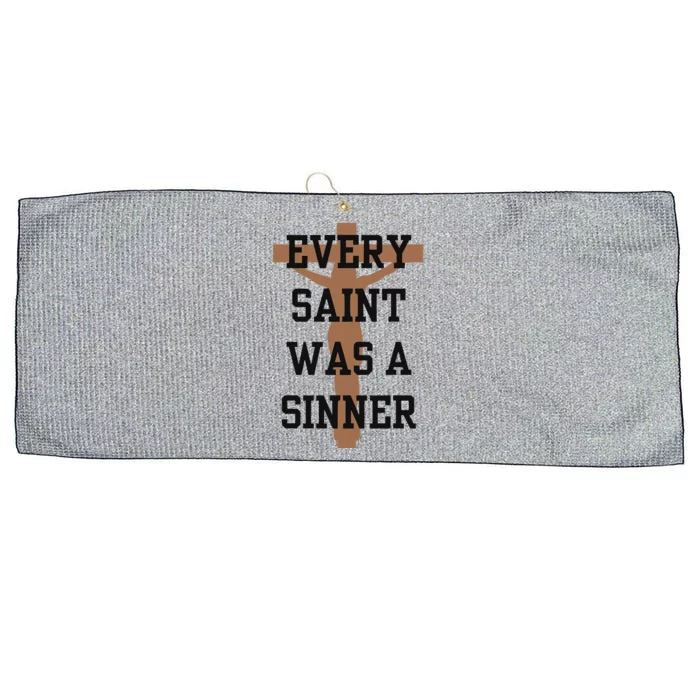 Inspirational Every Saint Was A Sinner Large Microfiber Waffle Golf Towel