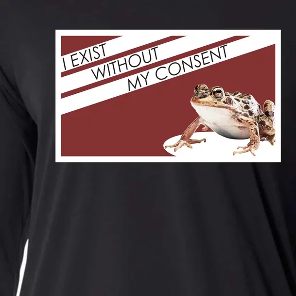 I Exist Without My Consent Funny Meme Frog Cooling Performance Long Sleeve Crew