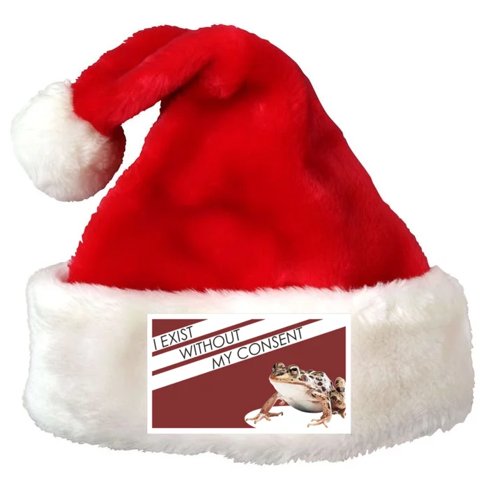 I Exist Without My Consent Funny Meme Frog Premium Christmas Santa Hat