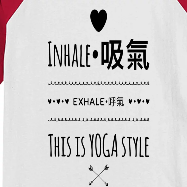 Inhale Exhale Yoga Tee Funny Gift Kids Colorblock Raglan Jersey