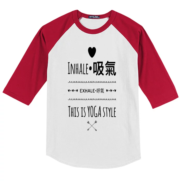 Inhale Exhale Yoga Tee Funny Gift Kids Colorblock Raglan Jersey