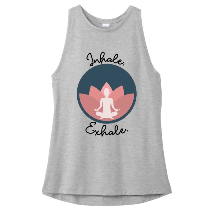 Inhale Exhale Yoga Meditation Zen Peace Breathe Wellness Gift Ladies Tri-Blend Wicking Tank