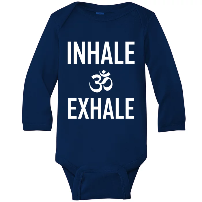 Inhale Exhale Yoga Ohm Meditation Gift Baby Long Sleeve Bodysuit