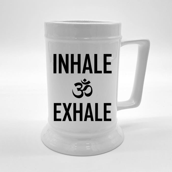 Inhale Exhale Yoga Ohm Meditation Gift Front & Back Beer Stein