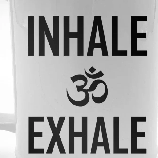 Inhale Exhale Yoga Ohm Meditation Gift Front & Back Beer Stein