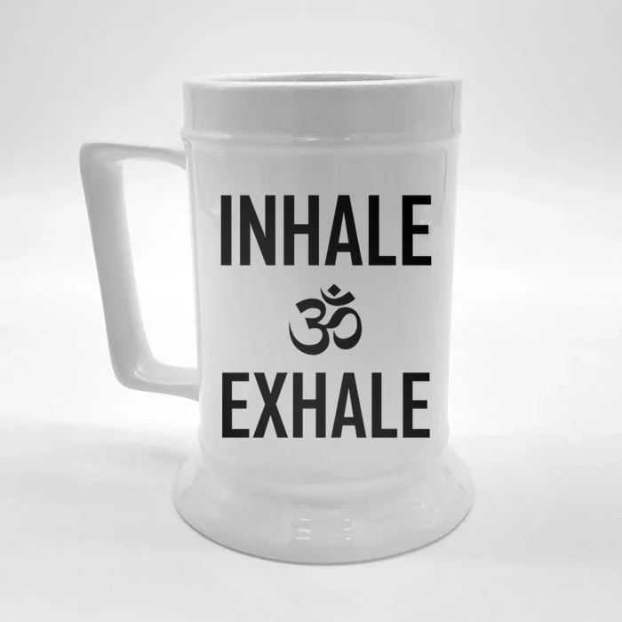 Inhale Exhale Yoga Ohm Meditation Gift Front & Back Beer Stein