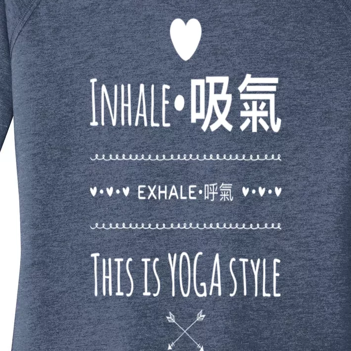 Inhale Exhale Yoga Tee Great Gift Women's Perfect Tri Tunic Long Sleeve Shirt