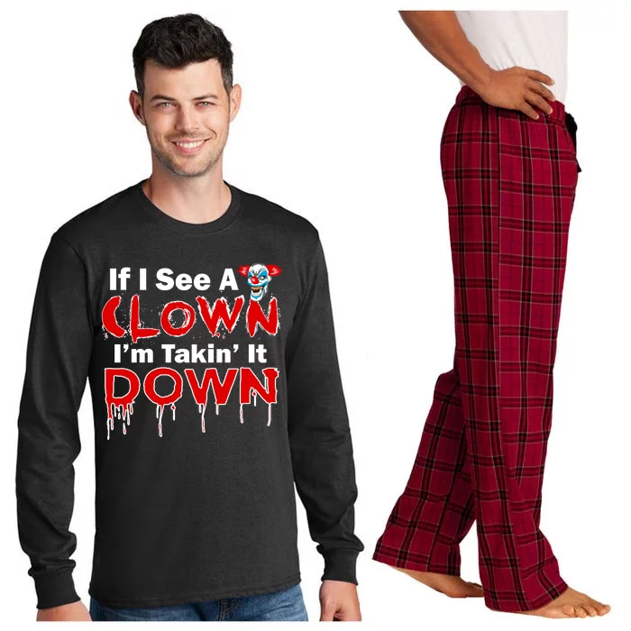 If I See A Clown I'm Takin' It Down Funny Long Sleeve Pajama Set