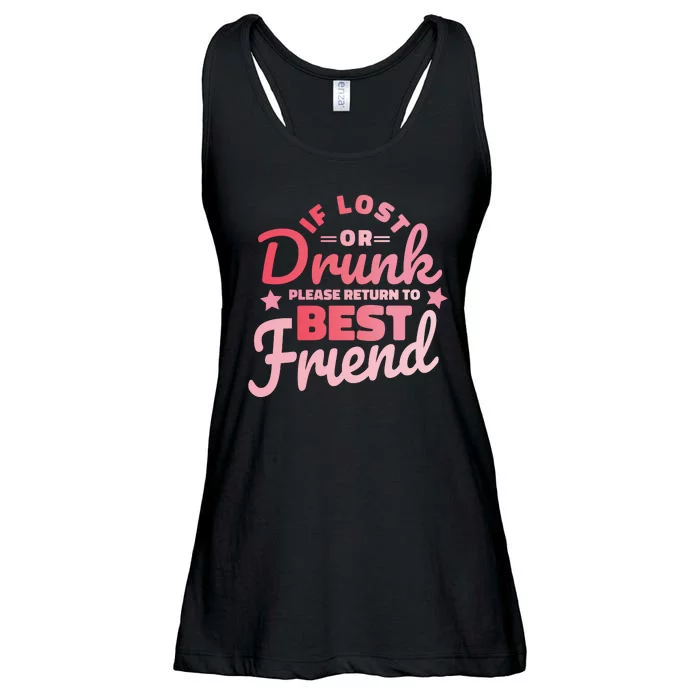 If Lost Or Drunk Please Return To Best Friend Ladies Essential Flowy Tank