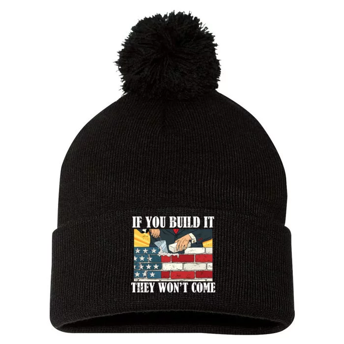 If You Build It They Won't Come Funny Trump Pom Pom 12in Knit Beanie