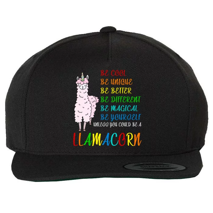 If You Can be Anything Be A Llamacorn Wool Snapback Cap