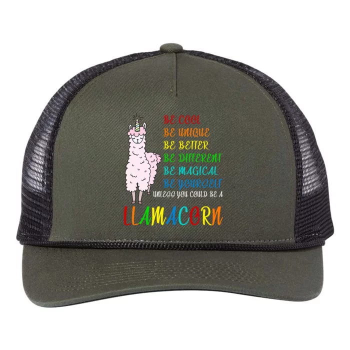 If You Can be Anything Be A Llamacorn Retro Rope Trucker Hat Cap