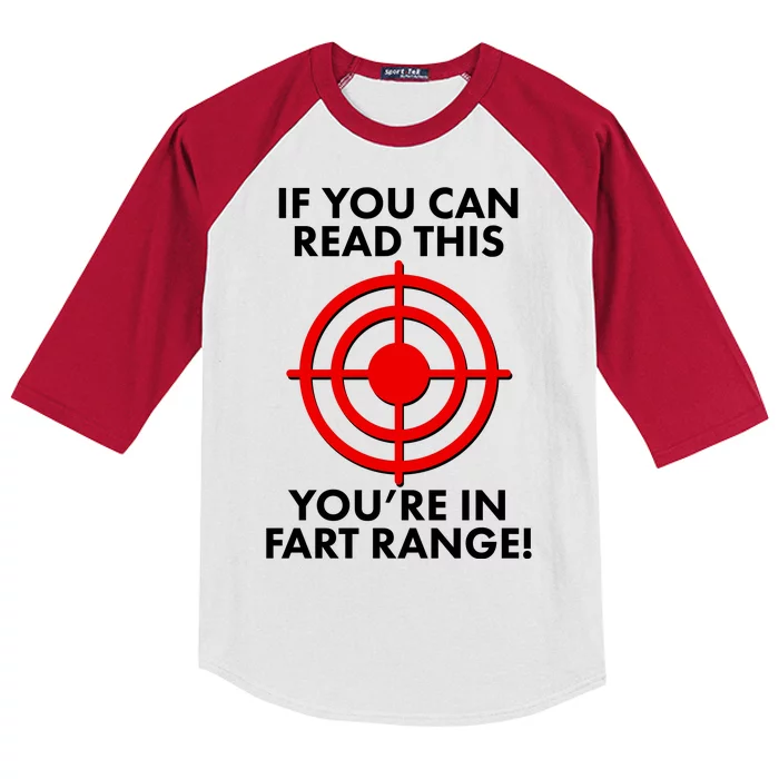 If You Can Read This You're In Fart Range Kids Colorblock Raglan Jersey