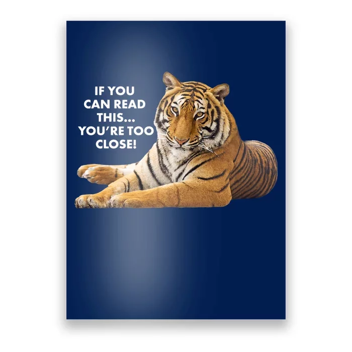 If You Can Read This You're Too Close Funny Tiger Poster