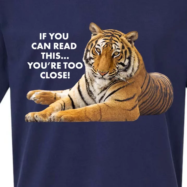 If You Can Read This You're Too Close Funny Tiger Sueded Cloud Jersey T-Shirt