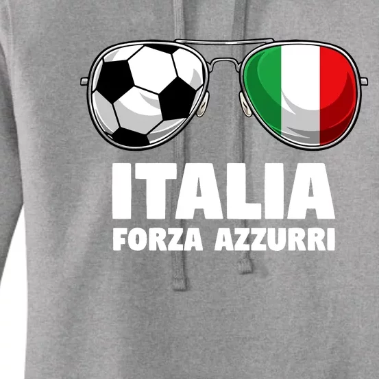 Italia Forza Azzuri Soccer Italian Flag Sunglasses Pride Women's Pullover Hoodie