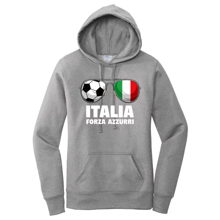 Italia Forza Azzuri Soccer Italian Flag Sunglasses Pride Women's Pullover Hoodie