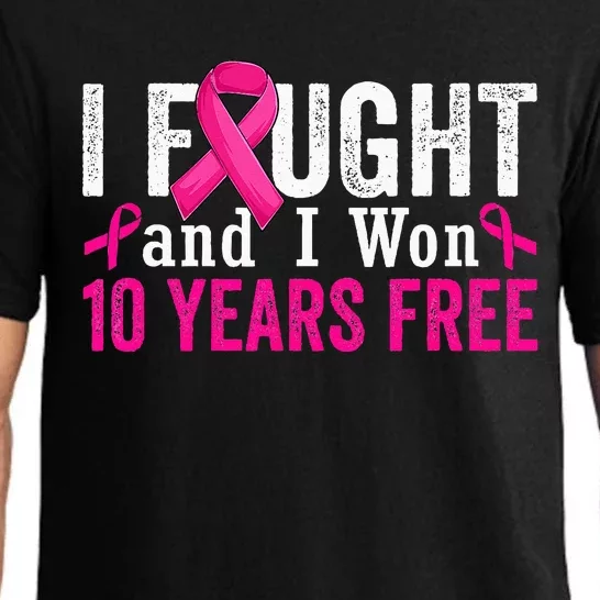 I Fought And I Won 10 Year Free Breast Cancer Survivor Pajama Set