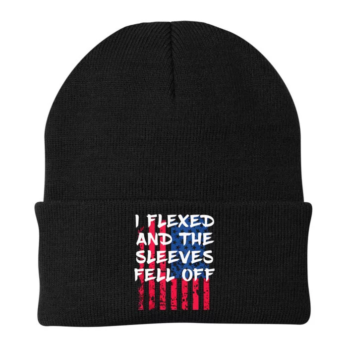 I Flexed and The Sleeves Fell Off  patriotic Knit Cap Winter Beanie