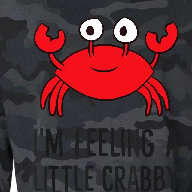 I'm Feeling A Little Crabby Seafood Funny Cartoon Crab Cropped Pullover Crew