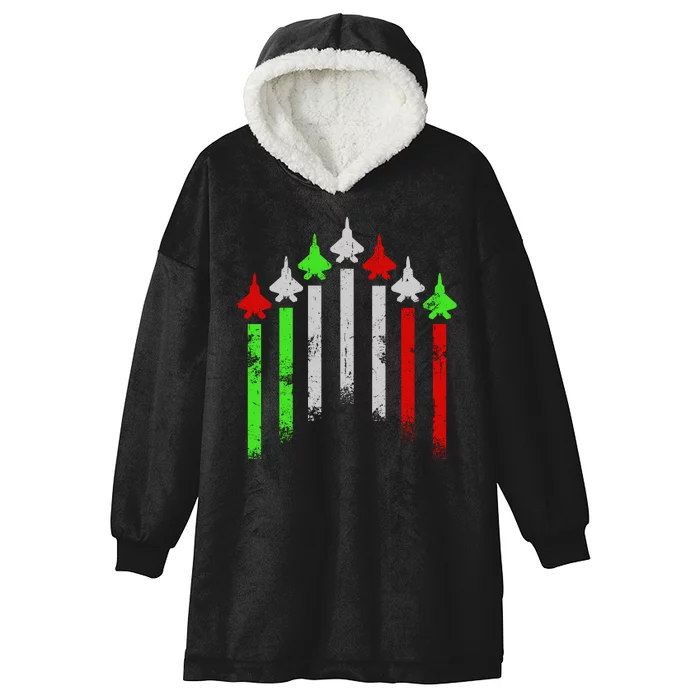 Italian Flag Airplanes Hooded Wearable Blanket