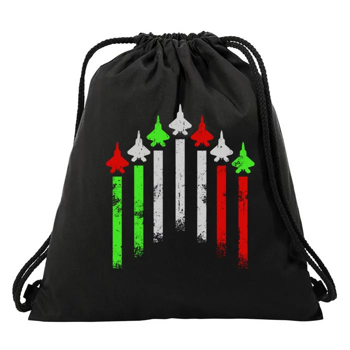 Italian Flag Airplanes Drawstring Bag