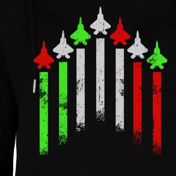 Italian Flag Airplanes Womens Funnel Neck Pullover Hood