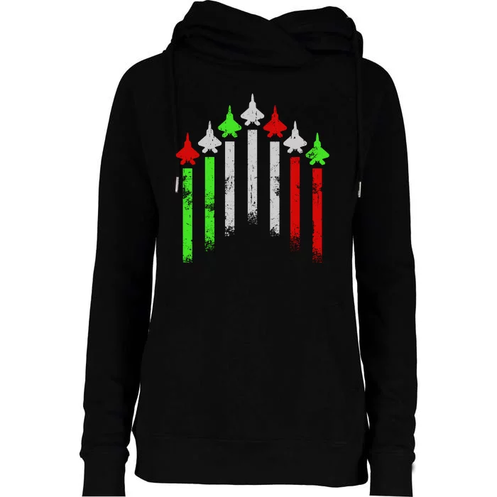 Italian Flag Airplanes Womens Funnel Neck Pullover Hood