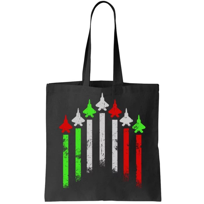 Italian Flag Airplanes Tote Bag