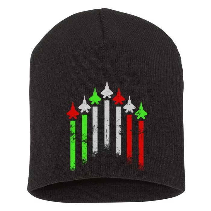 Italian Flag Airplanes Short Acrylic Beanie