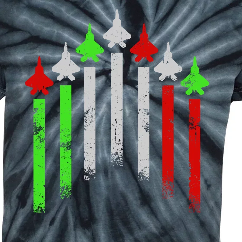 Italian Flag Airplanes Kids Tie-Dye T-Shirt