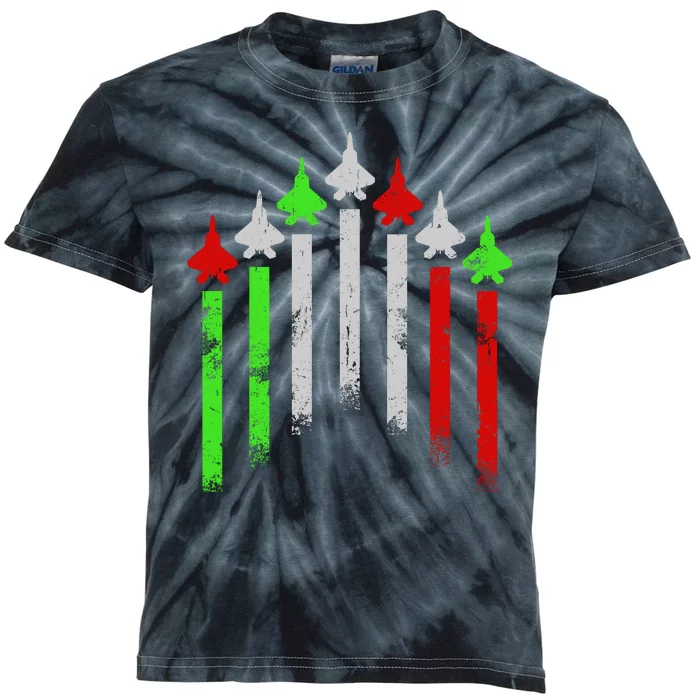 Italian Flag Airplanes Kids Tie-Dye T-Shirt