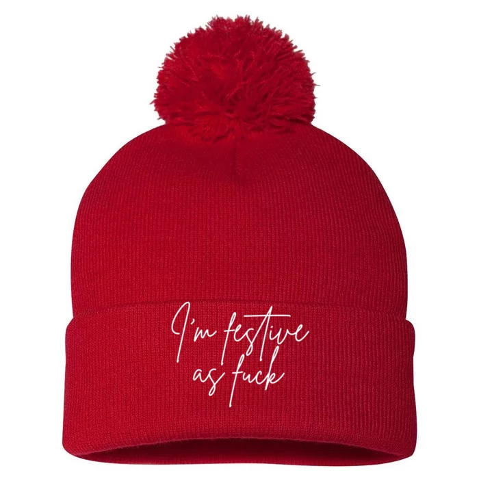 I'm Festive AF Pom Pom 12in Knit Beanie