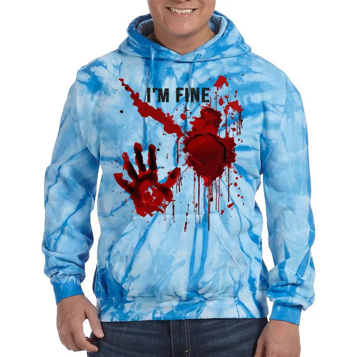 IM Fine Bloody Hand Blood Stained Blood Splatter Halloween Tie Dye Hoodie